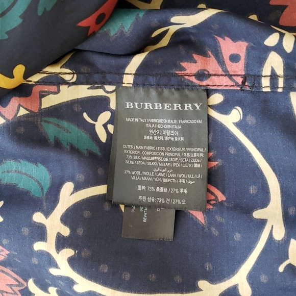 BURBERRY SILK FLORAL PRINT EVENING TRENCH COAT JACKET MADE IN ITALY - Picture 11 of 12